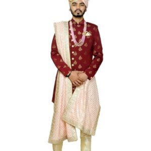 GROOM & BRIDAL STUDIO-Mens Gold Brocket Sherwani